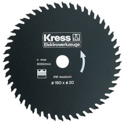 Lame scie circulaire carbures 48 dents 190 Mm X 20  Kress 91519401