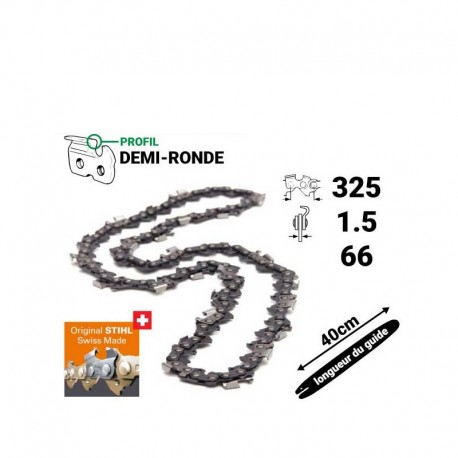 Chaîne Stihl demi-ronde 325 : 1.6 - 68 entraîneurs pour 45cm - 3689-000-0068